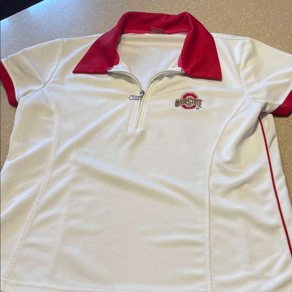 Women's White and Red Zip-Up Jersey